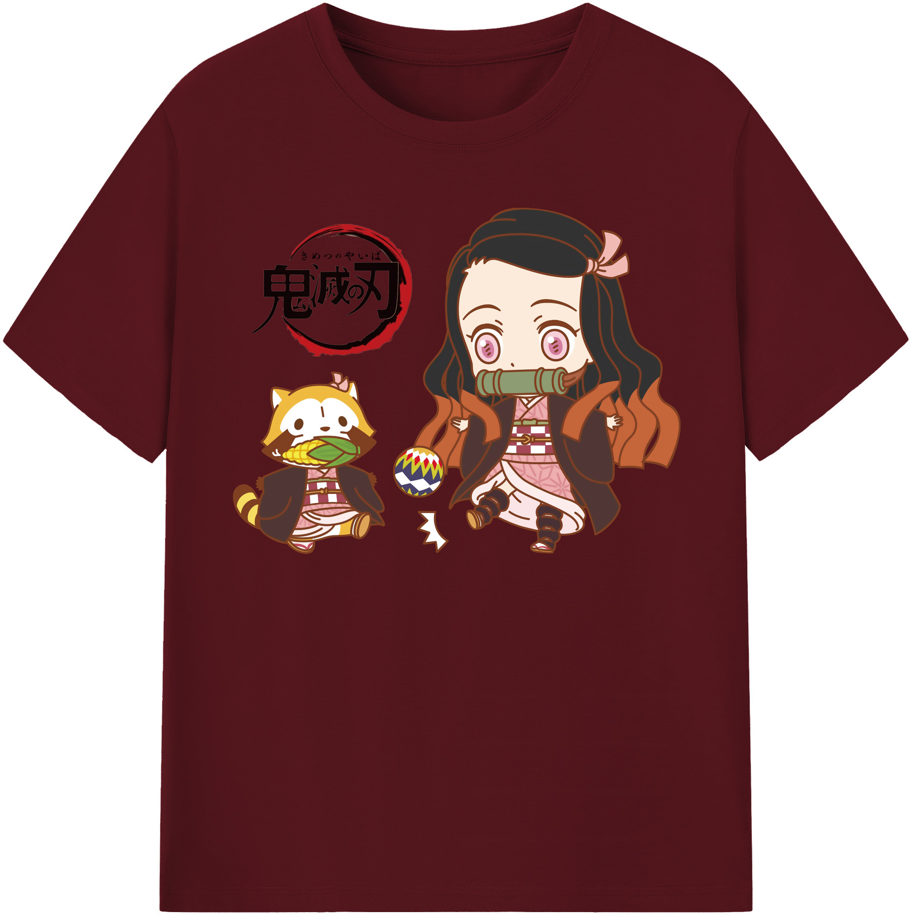 （画像用） 鬼滅の刃（きめつのやいば）竈門 禰󠄀豆子／かまど ねずこ Kamado Nezuko 綿100％半袖Tシャツ（フロントプリント）